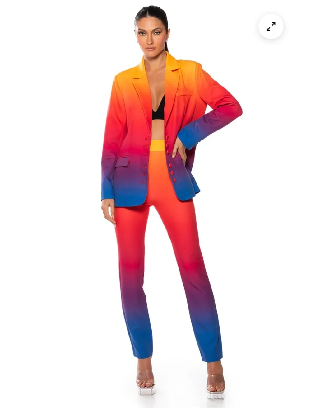 AKIRA Sunset Ombre Blazer in Orange, Pink & Blue - Picture 4 of 14